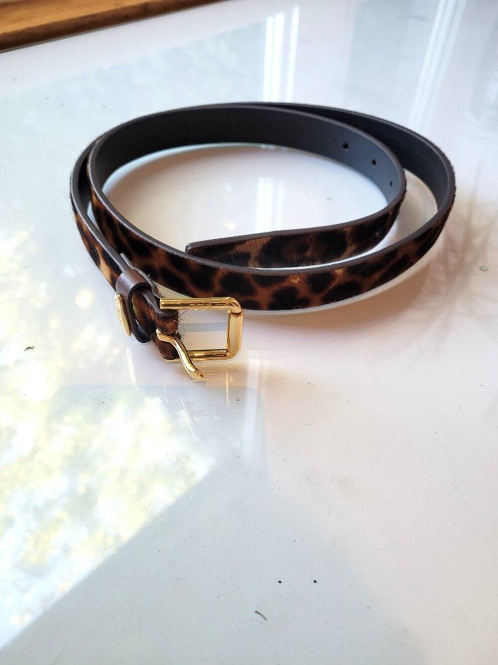 Lauren Ralph Lauren Ponyskin Leopard Print Genuine Leather Belt Size L